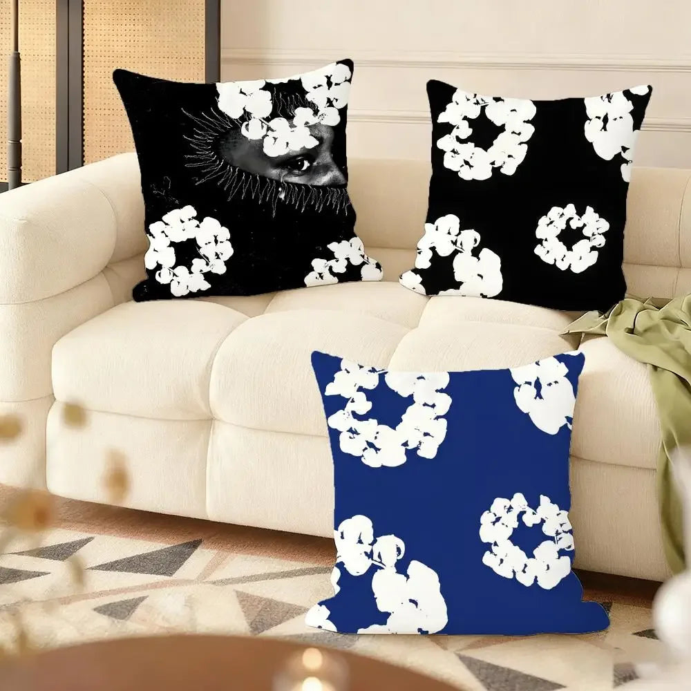 Denim Tear Print Double-Sided Plush Cushion Cover