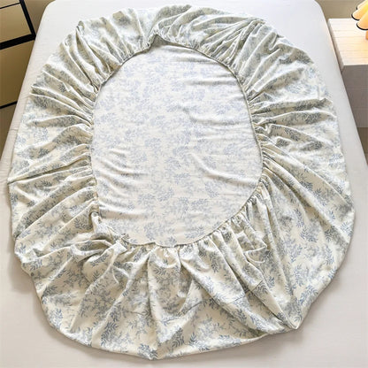 Floral Washed Cotton Fitted Sheet | Single-King