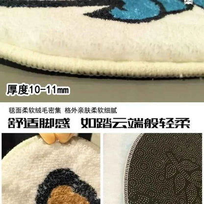 Cartoon Anime One Piece Luffy Straw Hat Group Flag Carpet Short velvet Thick Bedroom, living room, door mat, bedside blanket