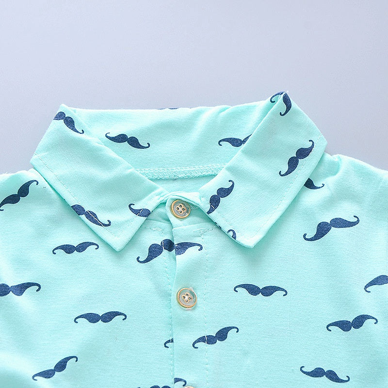 Printed Short-Sleeve Shirt & Shorts Suit for Boys
