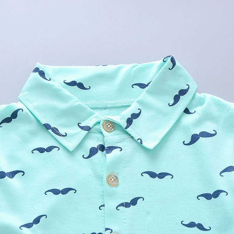 Printed Short-Sleeve Shirt & Shorts Suit for Boys