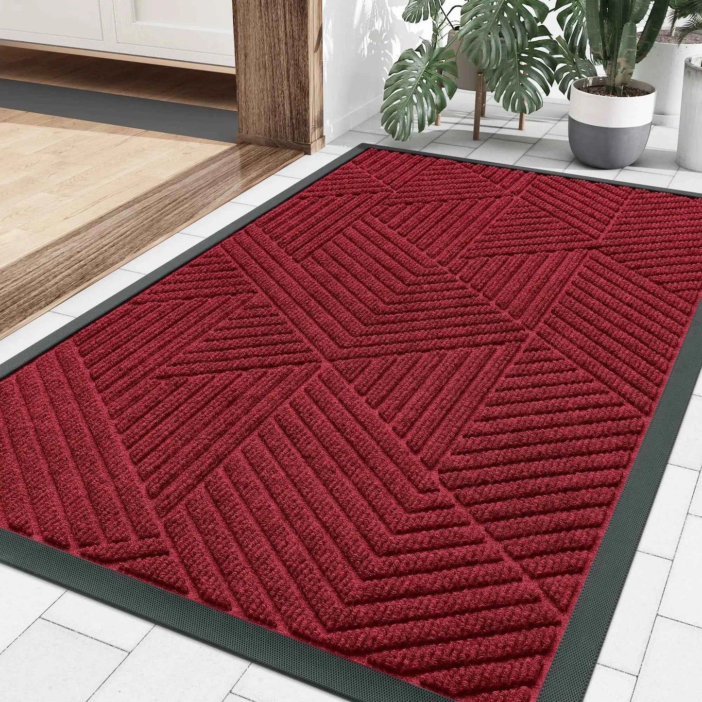 Kitinjoy Front Door Rubber Mats Indoor Outdoor Non-slip Absorbent Rugs Easy Clean Low Profile Entryway Doormats Home Decor Mats