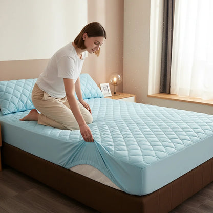 Quilted Wrinkle-Free King Fitted Sheet, Microfiber