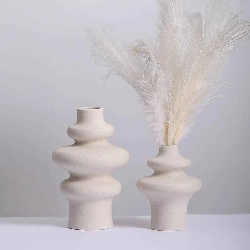 Ins Style Ceramic WhiteVase Decoration Spiral Vase Modern Home Decoration Flower Pot Vase Decoration Home Living Room Decoration