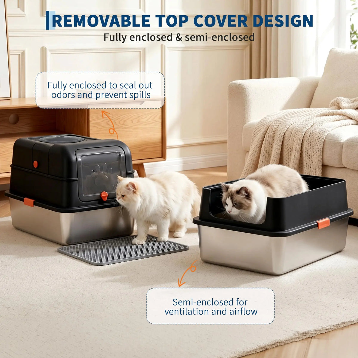 XL Metal Litter Box with Lid, Dog-Proof, High-Sided