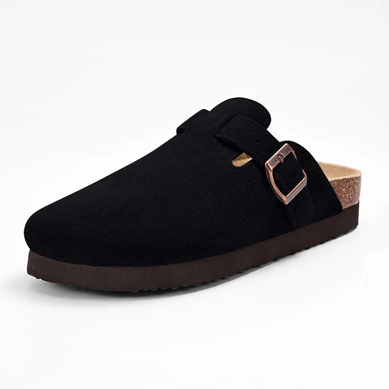 Men’s Suede Clogs — Soft Leather Cork Sandals with Arch Support