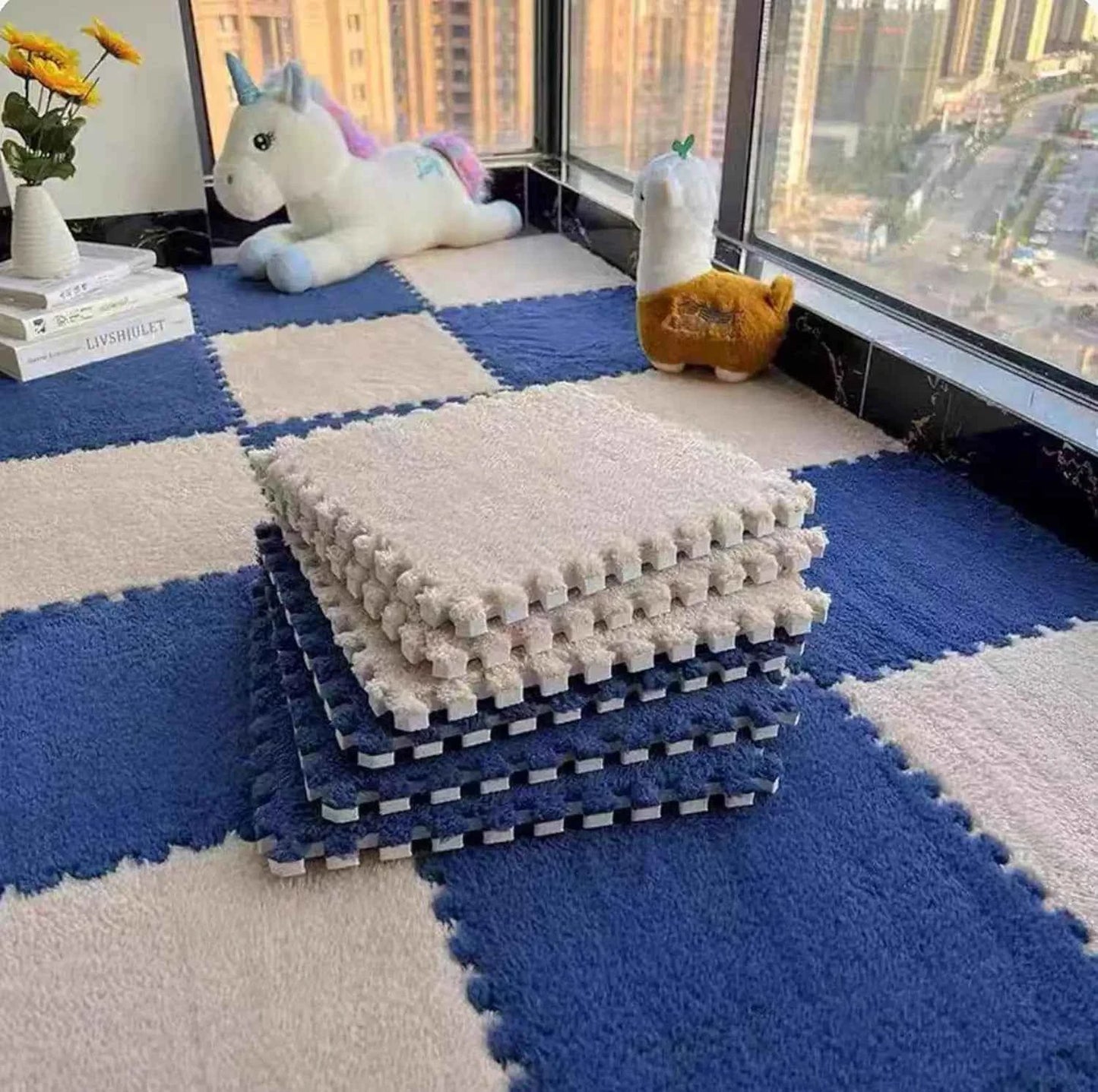 30*30CM Soft Plush Kids Carpet Baby Play Mat 10PCS Puzzle Carpet Warm Playmat Interlocking Exercise Tiles Foam Children's Mat