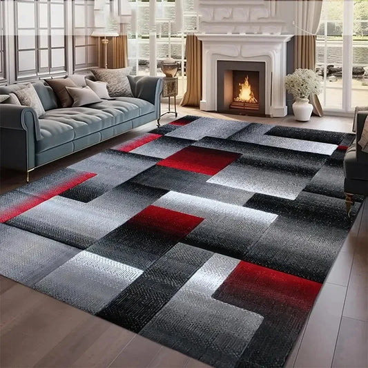 Nordic Abstract Geometric Area Rug – Non-Slip Washable Modern Floor Mat for Living Room & Bedroom