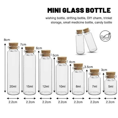 50/10PCS MIni Glass Bottles with Cork Stoppers DIY Decoration Mini Glass Vials Cork Message Glass Vial Wishing Bottles Wholesale