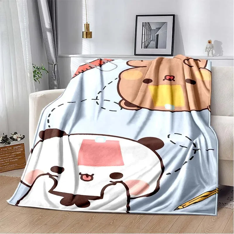 HD Cartoon Printed Bear Dad Blanket Cute Cloth Dudu Series Children's Warm Flannel Soft and Comfortable Home Bed Warm Gift