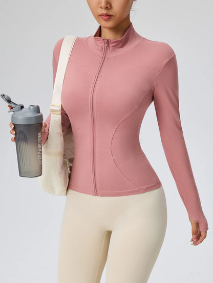 Professional elastic quick-drying sports jacket women's spring and summer yoga top tight slimming running cycling and fitnes