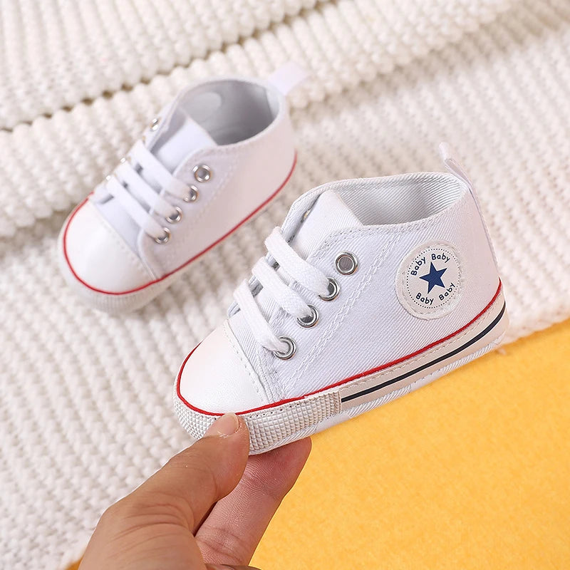 0-18 Months Baby Canvas Classic Sports Shoes Newborn Boys and Girls Printed Star First Walkers Shoes Infant Anti slip Baby Shoes