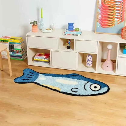VIKAMA Cartoon Salmon Bedroom Bedside Rug Decorative Floor Mat Creative Soft Plush Carpet Bathroom Bathroom Home Decoration