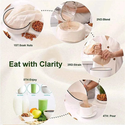 Reusable Cotton Gauze Kitchen Items Tofu Cheese Filter Cloth Butter Milk Coffee Filter Gadgets Dining Bar Home Drawstring Bags