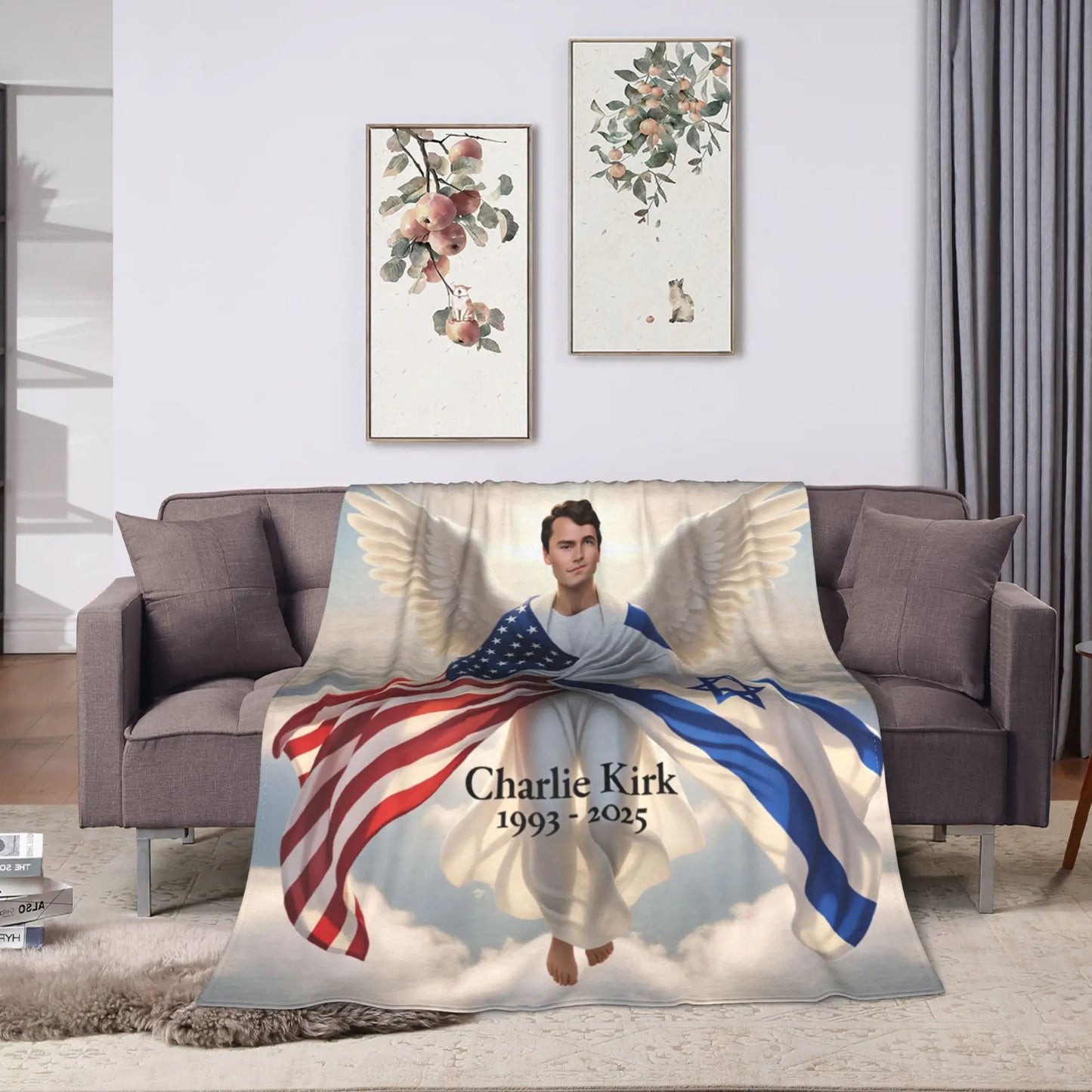 Charlie Kirk Angelic Advocate Blanket  Super Warm Funny Plush Throw Blanket For Boy Girl Living Room Flannel Bedspread Bed Cover