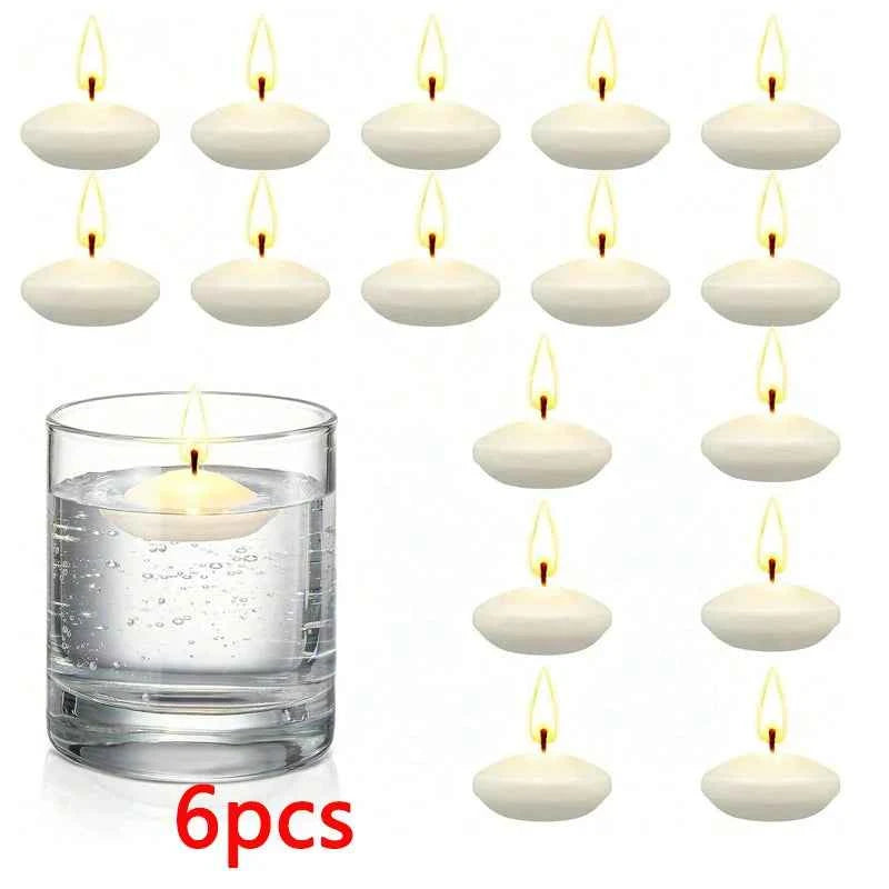 6/10/16Pcs Unscented Discs Candles Floating For Valentine's Day Party Wedding Home Bathtub Decor Romantic Confession Candlelight