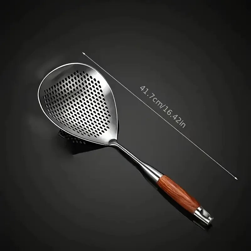 Heavy-Duty Stainless Steel Ladle Skimmer with Long Handle