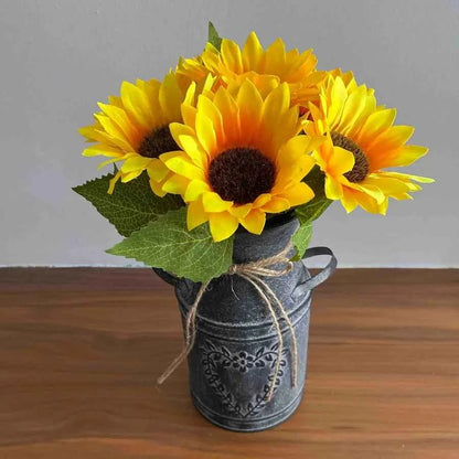 Retro metal and simple decorative vases, coarse-leaf milk kettles for flower arrangement, garden flowerpots and flower buckets