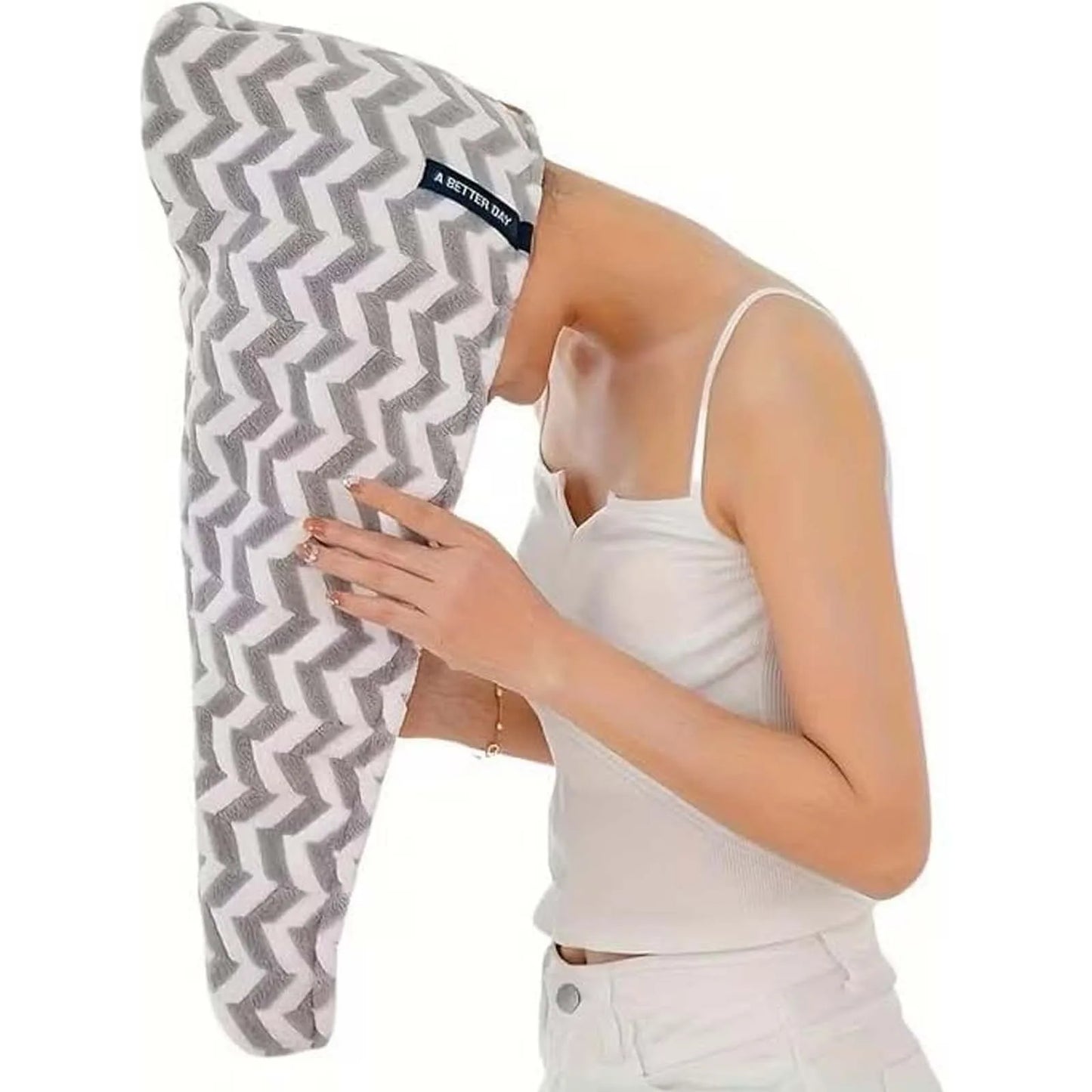 Striped Quick-Dry Towel Bag with Hair Cap — Bathroom Essential