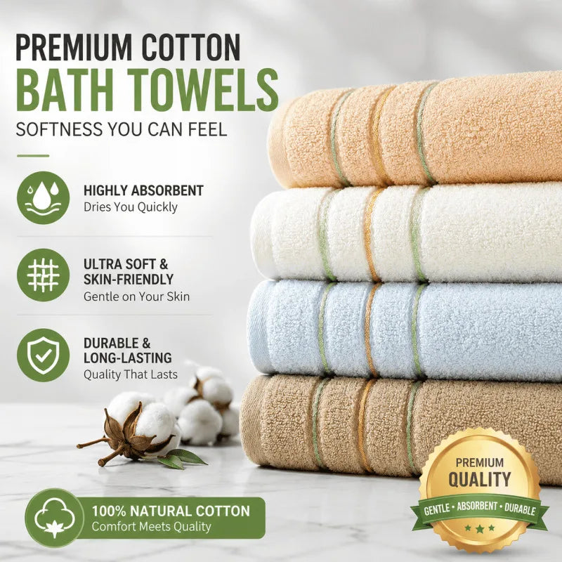 Extra-Thick Pure Cotton Bath & Face Towel — Home & Hotel