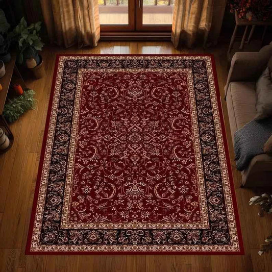 Classic Red Persian Rug Traditional Medallion Carpet Vintage Style Living Room Decor Washable Rug Non Slip Rugs Retro Decoration
