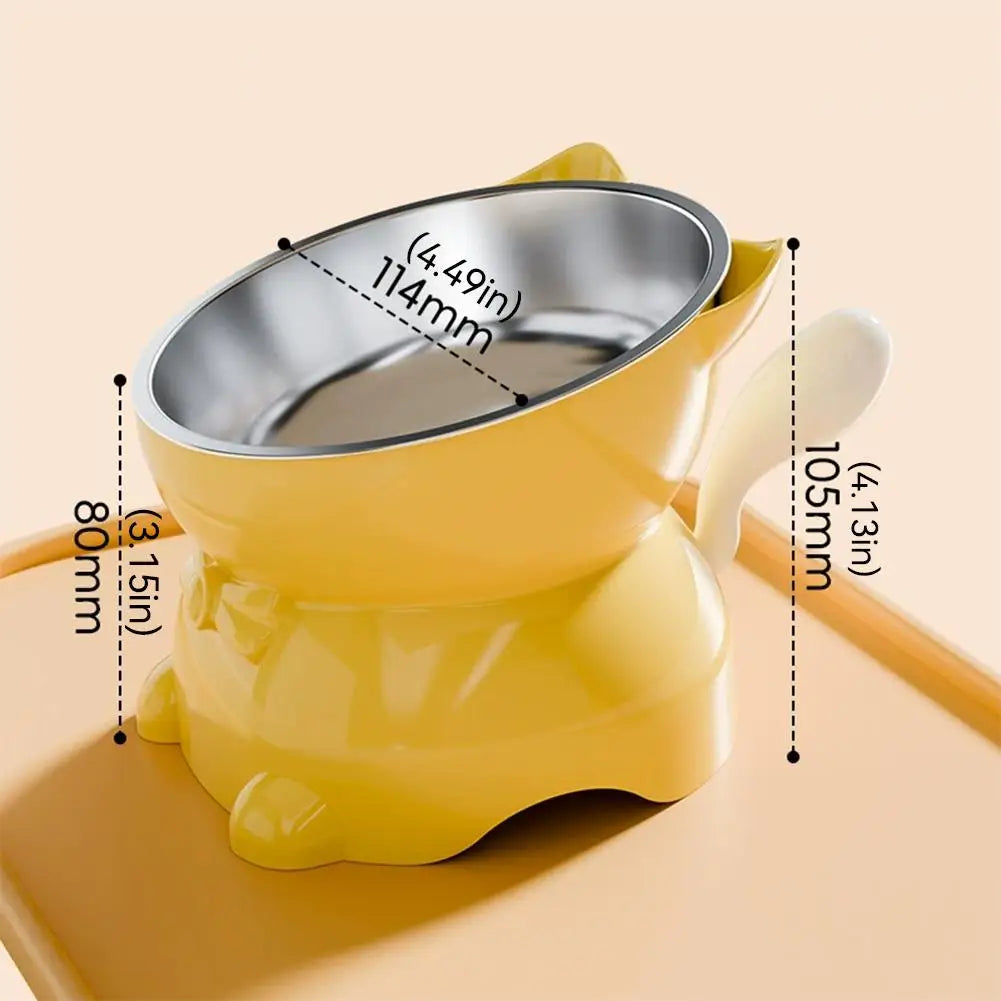 Elevated Stainless Steel Cat Bowl with Ear-Shaped Stand