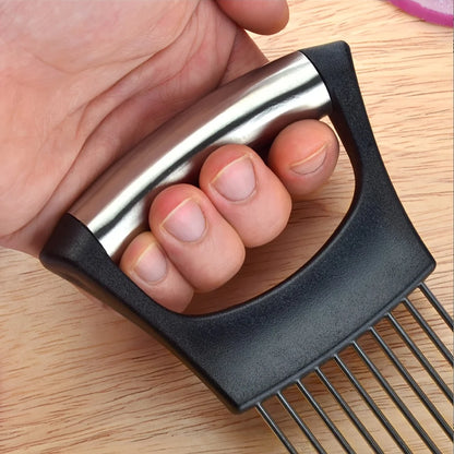 Stainless Steel Onion Slicer Holder & Meat Tenderizer – Multipurpose Cutting Tool