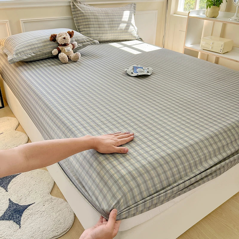 Plaid Fitted Sheet | Skin-Friendly, Elastic, Kids