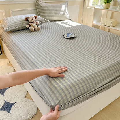 Plaid Fitted Sheet | Skin-Friendly, Elastic, Kids