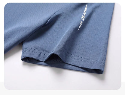 Ice Silk Running Shirts Men Loose Printing Short Sleeve Top Basketball Gym Sportswear For Male Fitness Workout Quick Dry Tee