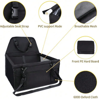 Elevated Dog Booster Car Seat, Adjustable Safety Strap