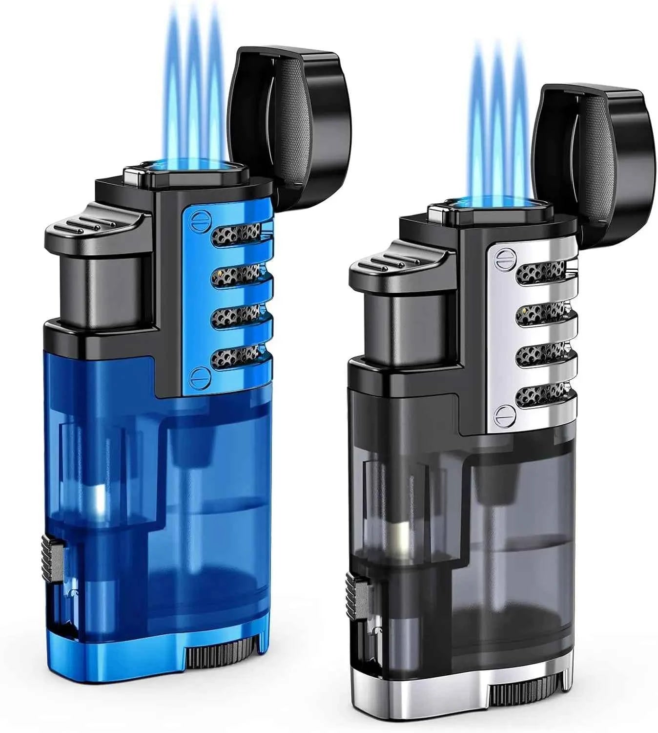 Cigar Butane Refillable Triple Jet Torch Lighter Windproof Adjustable Flame Lighter Men Cigarette Accessories Gifts FastShipping