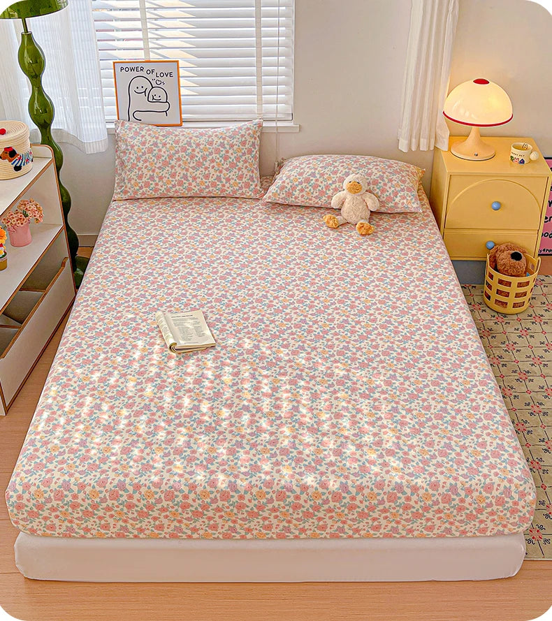 Non-Slip Fitted Sheet Set with Pillowcase, Queen