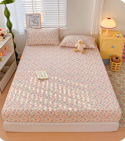 Non-Slip Fitted Sheet Set with Pillowcase, Queen