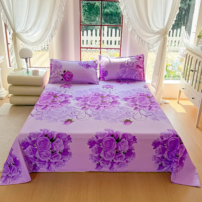 Floral Printed Flat Top Sheet | Single, Queen, King