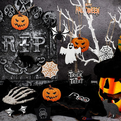 36 Pcs Halloween Wood Hanging Ornaments Ghost Style