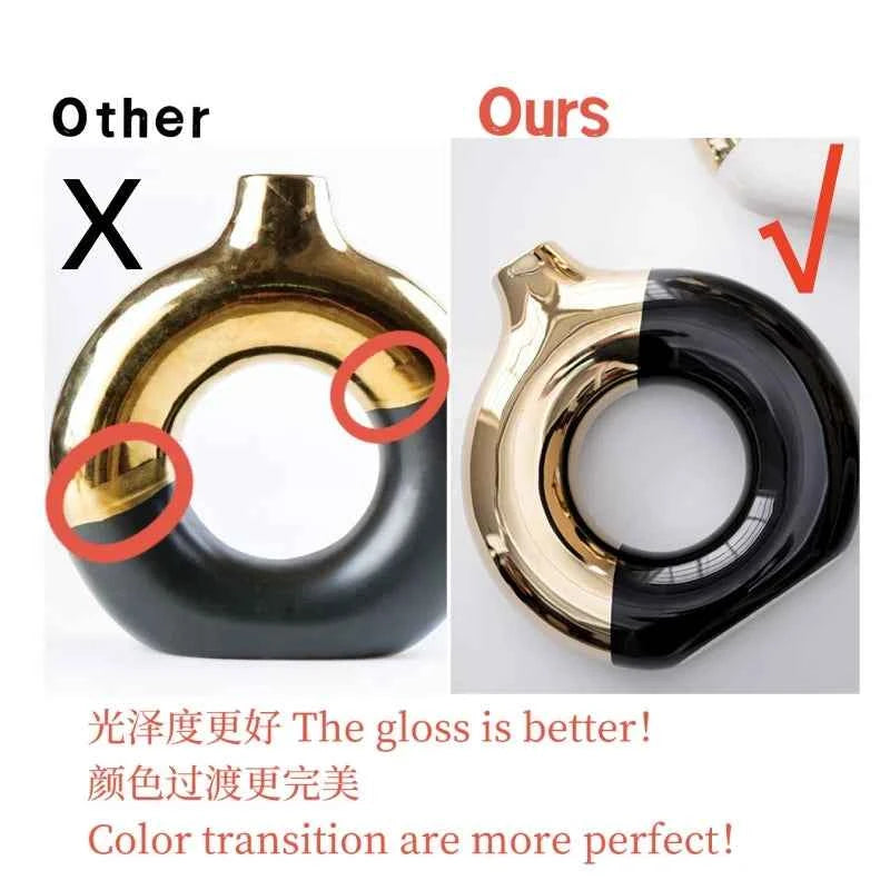 Ceramic Flower Vases For Living Room Luxury Nordic Plant Pot,Dinning Table Hotel Home Decoration,Wedding Festival Artwork Golden