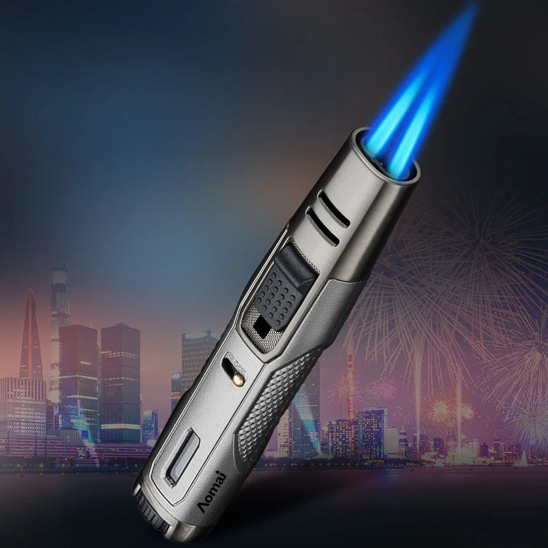 New style kitchen outdoor barbecue metal windproof cigar large jet flame lighter turbine torch gas lighter men's gift
