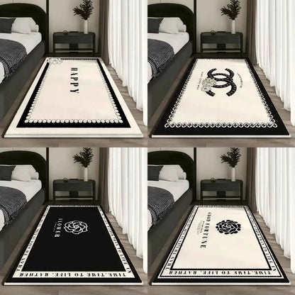 VIKAMA French Short Plush Bedside Rug Light Luxury High Sense of Waterproof Floor Cushion Bedroom Living Room Carpet Home Decor
