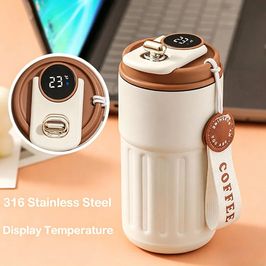Smart Temperature Display Thermos Bottle 450ml – 316 Stainless Steel Portable Coffee Mug