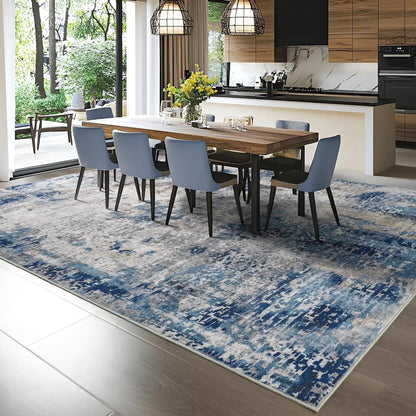 VIKAMA Modern Abstract Washable Area Rug – Stain Resistant Non-Slip Soft Indoor Carpet