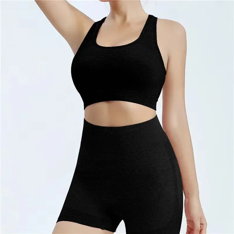 Women’s Seamless Yoga Set — Sports Bra, Shorts & Leggings