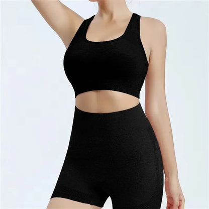 Women’s Seamless Yoga Set — Sports Bra, Shorts & Leggings