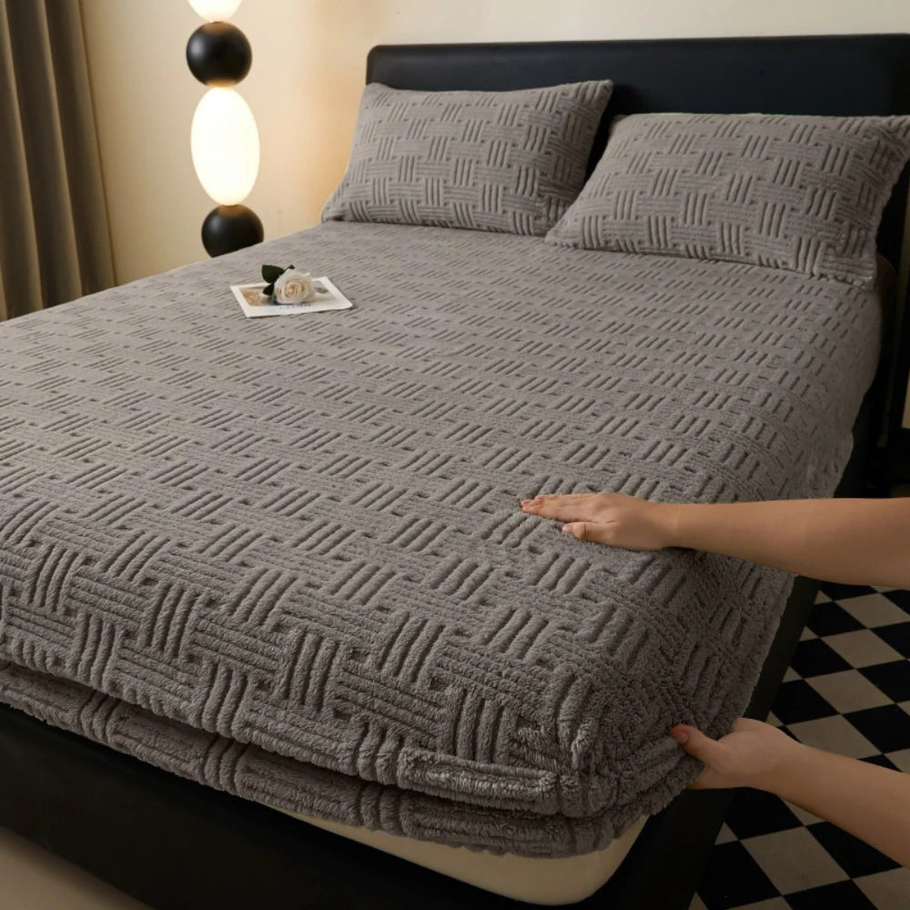 Waffle Cross Stripe Fitted Sheet, Deep Pocket, Soft