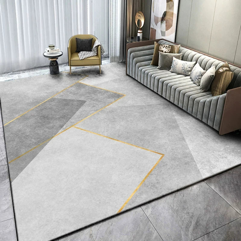 VIKAMA Light Luxury Living Room Carpet – Non-Slip Washable Floor Mat for Sofa & Bedroom