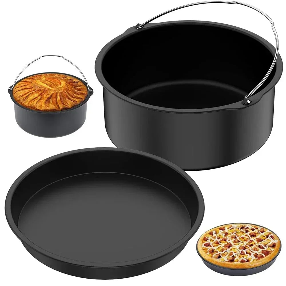 6/7/8 Inch Round Cake Mold, Non-Stick Baking Pan with Handles, Air Fryer & Oven Safe Bakeware for Pizza, Cakes & Desserts