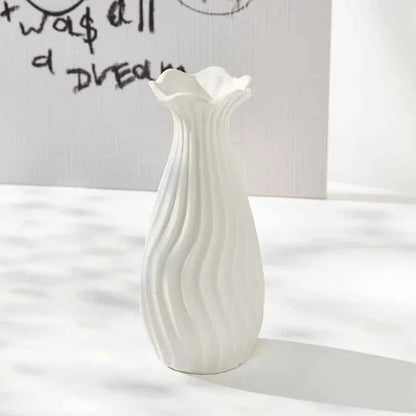 Nordic-style White Ceramic Vase, Modern Design, Living Room & Bedroom Decor, Flower Pot for Plant Cultivation