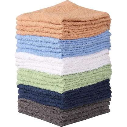 24 Pack Wash Cloth Set - 100% Cotton Flannel Face Cloths, Absorbent Soft Washcloths