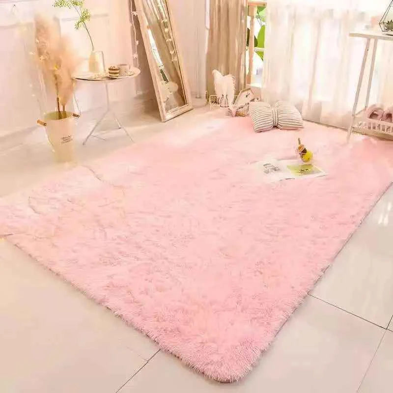 VIKAMA Tie-dyed Fluffy Carpets For Living Room Decor Bedside Rug Warm Plush Floor Mats Children's Room Play Mats Furry Carpet