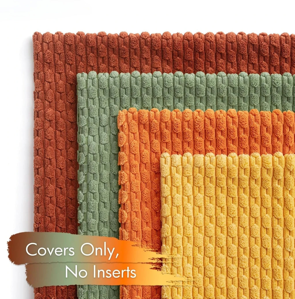 Burnt Orange Striped Corduroy Cushion Cover